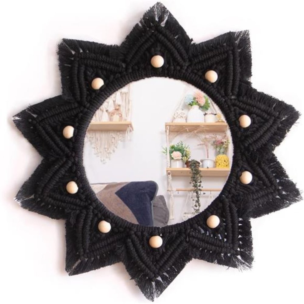 Boho Wall Hanging Mirror Macrame Bohemian Round Mirror